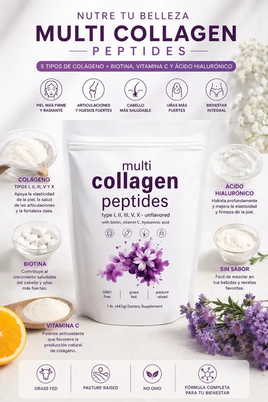 Multi Collagen Peptides + Biotina + Vitamina C + Hialurónico